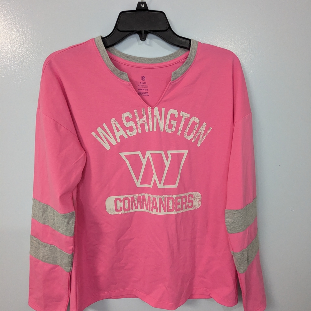 NFL Teens  Pink and Gray Washington Commanders Tee M 7/9